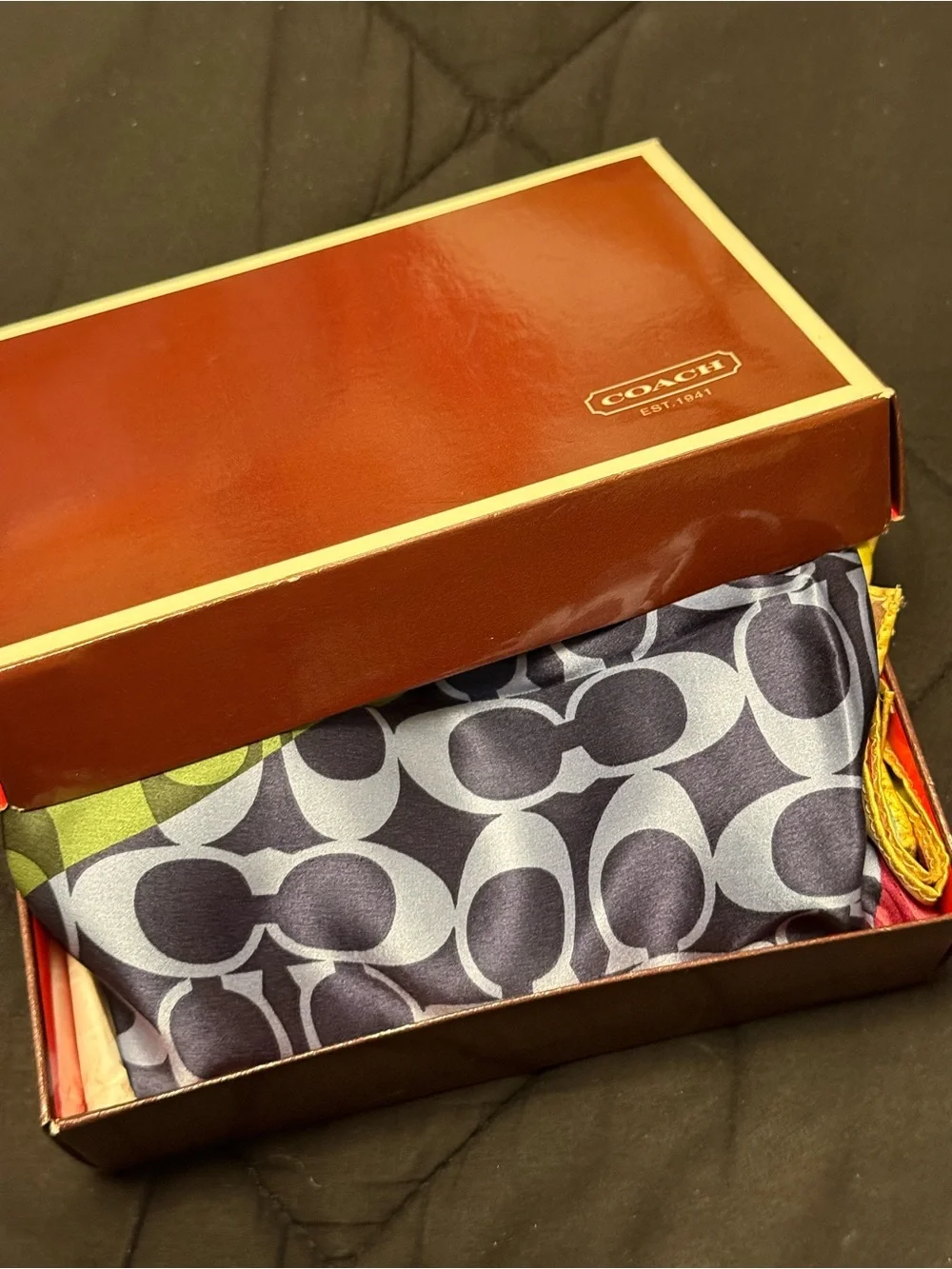 Coach Legacy Stripe Signature Silk Scarf / Wrap with Original Box – Vintage Mult